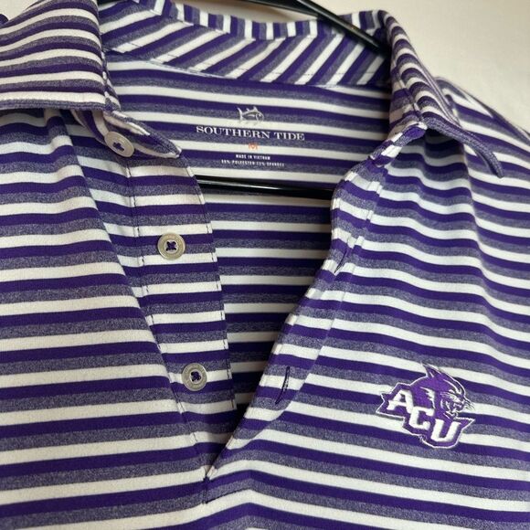 ACU Southern Tide Purple and White Striped Polo Shirt Size M - Picture 7 of 9